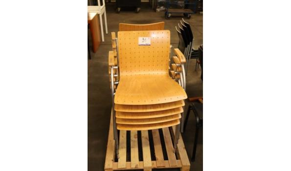 5 stoelen met houten zitting